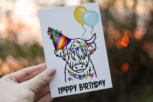 Highland Cow Birthday Card, Friend Birthday Card